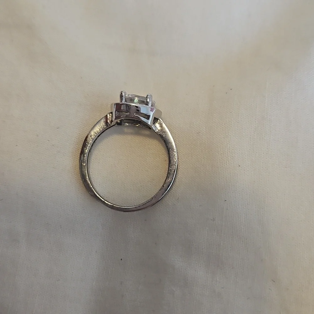 Silver Cubic Zirconia Halo Ring
